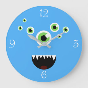 Unieke Funny Crazy Cute Blue Monster Grote Klok