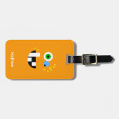 Unieke Funny Crazy Oragne Monster Bagagelabel (Voorkant horizontaal)