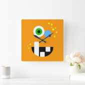 Unieke Funny Crazy Oragne Monster Vierkante Klok (Huis)