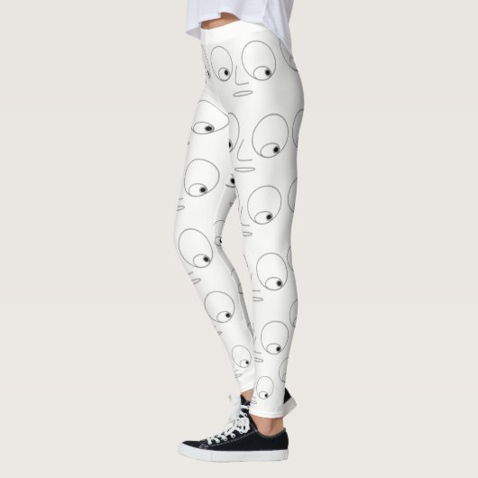 Unieke Funny Face Pattern Witte Leggings (Links)