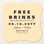 Unieke Funny Free Drinken sparen de datum Kartonnen Onderzetters<br><div class="desc">Elegant,  modern en grappig "VRIJE DRINKEN EN EEN WEDING AAN DE ZIJDE",  sparen de date onderzetters om je trouwgasten te kraken. De ontwerpeigenschappen en een combinatie moderne manuscripttypografie. Pas het ontwerp aan door de tekst te vervangen door uw details en door de achtergrondkleur te wijzigen als u dat wenst.</div>