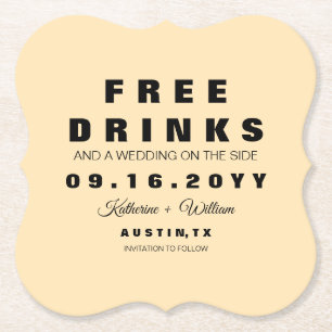 Unieke Funny Free Drinken sparen de datum Kartonnen Onderzetters