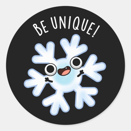 Unieke Funny Snowflake Pun Dark BG Ronde Sticker (Voorkant)