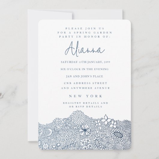 Unieke Garden Scene Artiest Verjaardag Navy Blue Kaart (Voorkant)