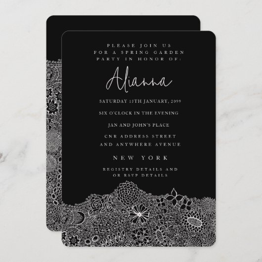 Unieke Garden Scene Artiest Verjaardag Zwart Wit Kaart (Voorkant / Achterkant)