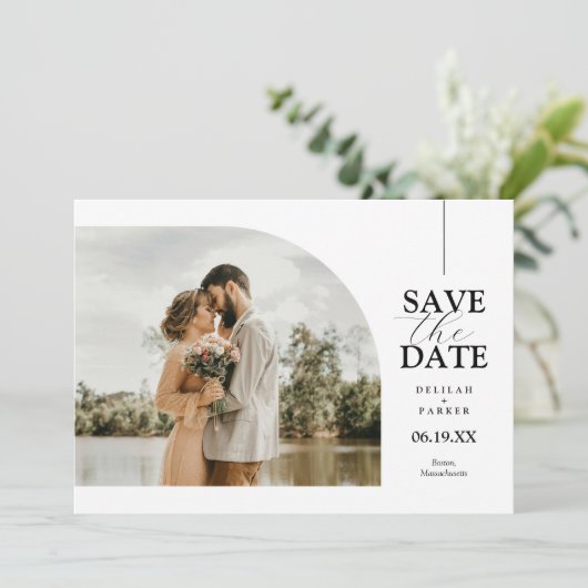 Unieke gebogen fotokaart De datum opslaan Kaart (Staand voorkant)