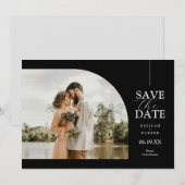 Unieke gebogen fotokaart Sla de datum op - Zwart Kaart (Voorkant / Achterkant)