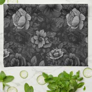 Unieke gedempte kleuren vintage bloemendruk theedoek