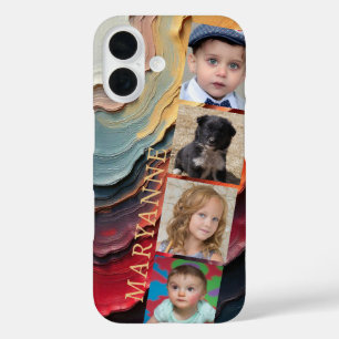 Unieke gedroogde verf kleuren met 4 foto's iPhone 16 hoesje