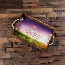 Unieke gegraveerde "Winery Landscape Serving"-lade