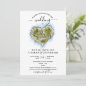 Unieke geïllustreerde bestemming Trouwkaart Reizen Kaart (Staand voorkant)