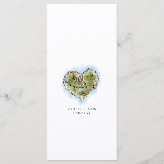 Unieke geïllustreerde bestemming Trouwkaart Reizen Menu (Achterkant)