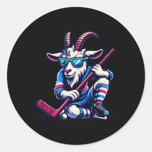 Unieke Geit IJshockey Keeper Teamspeler Cool Kunst Ronde Sticker