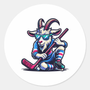 Unieke Geit IJshockey Keeper Teamspeler Cool Kunst Ronde Sticker