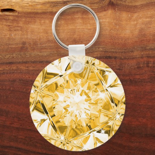 Unieke Gele Diamant Aangepaste Naam Modern Sleutelhanger (Voorkant)