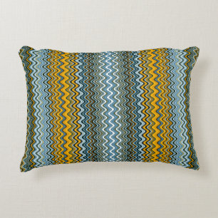 Unieke Gele en Blauwe Wavy Stripes Accent Kussen