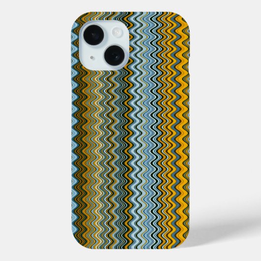 Unieke Gele en Blauwe Wavy Stripes Case-Mate iPhone Case (Achterkant)