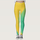 Unieke Gele Leggings met Abstract Design (Voorkant)