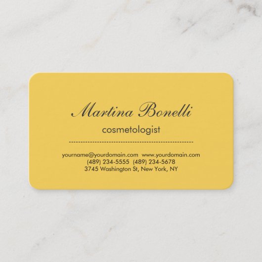Unieke gele moderne minimalistische vlakte visitekaartje (Voorkant)