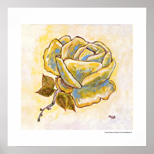 Unieke Gele Rose Bloem Bloemen Zuid-Frankrijk Poster (Voorkant)