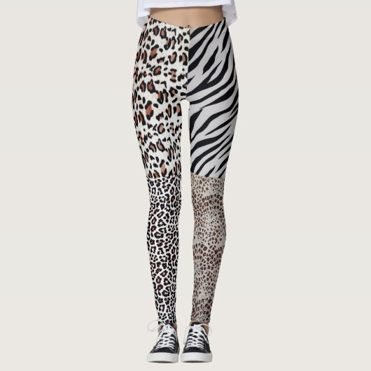 Unieke gemengde luipaard Zebra — Dierafdrukken voo Leggings (Voorkant)