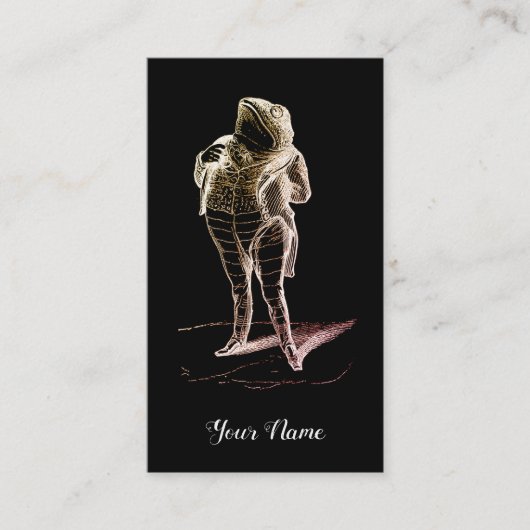 Unieke  gentleman kikker in jasstaarten zwart visitekaartje (Voorkant)