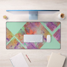 Unieke geometrische abstracte munt groen & sinaasa