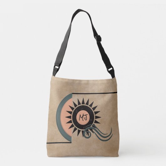 Unieke Geometrische Canvas tas van de zon/de wind (Achterkant)