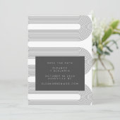 Unieke Geometrische Zwart Wit Classy Wedding Save The Date (Staand voorkant)