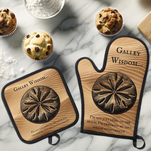 Unieke Gepersonaliseerd Beach Sand Dollar Galley W Ovenwant & Pannenlap Set