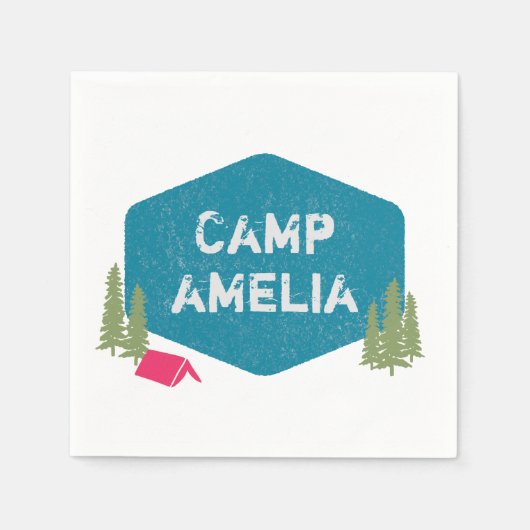 Unieke gepersonaliseerde campingnaam Verjaardagsfe Servet (Voorkant)