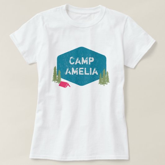 Unieke gepersonaliseerde campingnaam Verjaardagsfe T-shirt (Design voorkant)