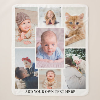 Unieke gepersonaliseerde collage met 7 foto's sherpa deken