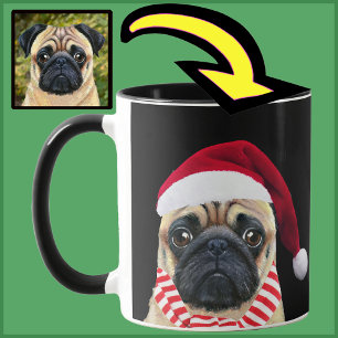 Unieke Gepersonaliseerde Hond Santa Hat Foto Gift Mok