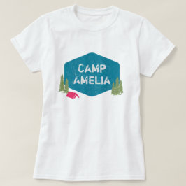 Unieke gepersonaliseerde kampnaam verjaardagsfeest t-shirt