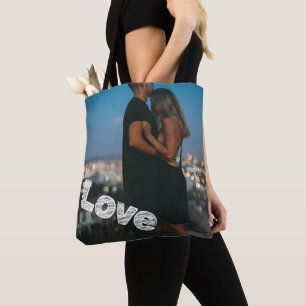 Unieke gepersonaliseerde liefde foto tote bag