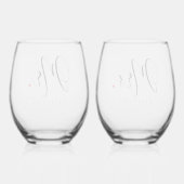 Unieke gepersonaliseerde Mr & Mrs Rustic bruiloft Wijnglas Zonder Voet (Achterkant)