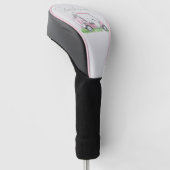 Unieke gepersonaliseerde roze golfkar vrouwelijk golfheadcover (Schuin)