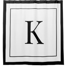 unieke gepersonaliseerde witte zwarte monogram douchegordijn