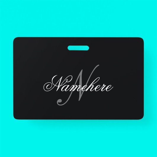 Unieke gepersonaliseerde zwart-wit naammonogram badge