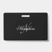 Unieke gepersonaliseerde zwart-wit naammonogram badge (Achterkant)