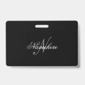 Unieke gepersonaliseerde zwart-wit naammonogram badge (Voorzijde)