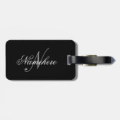 Unieke gepersonaliseerde zwart-wit naammonogram bagagelabel (Achterkant horizontaal)