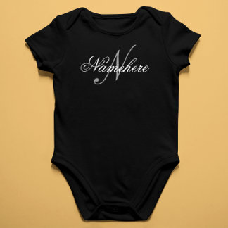 Unieke gepersonaliseerde zwart-wit naammonogram romper