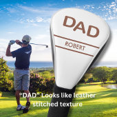 Unieke gestikte lederen look PA naam bruin wit Golfheadcover