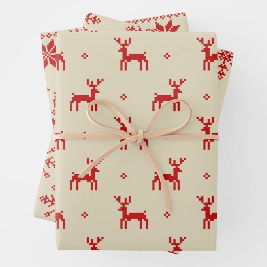 Unieke gestikte moderne kerstvakantie inpakpapier vel (In situ)