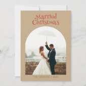 Unieke getrouwde kerst bruiloft dank u foto feestdagenkaart (Voorkant)