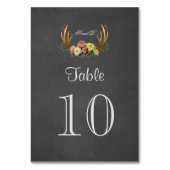 Unieke Geweih Bloemrijke Krijt Huwelijk Tafelnumme Kaart (Voorkant)