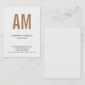 Unieke gewone witte monogram visitekaartje (Voorkant / Achterkant)