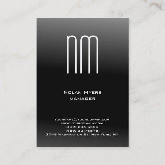 Unieke gewone zwarte witte monogram visitekaartje (Voorkant)